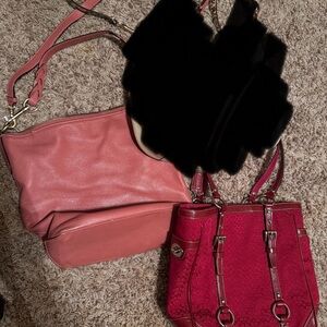 Coach Women's Pink and red Shoulder Bag